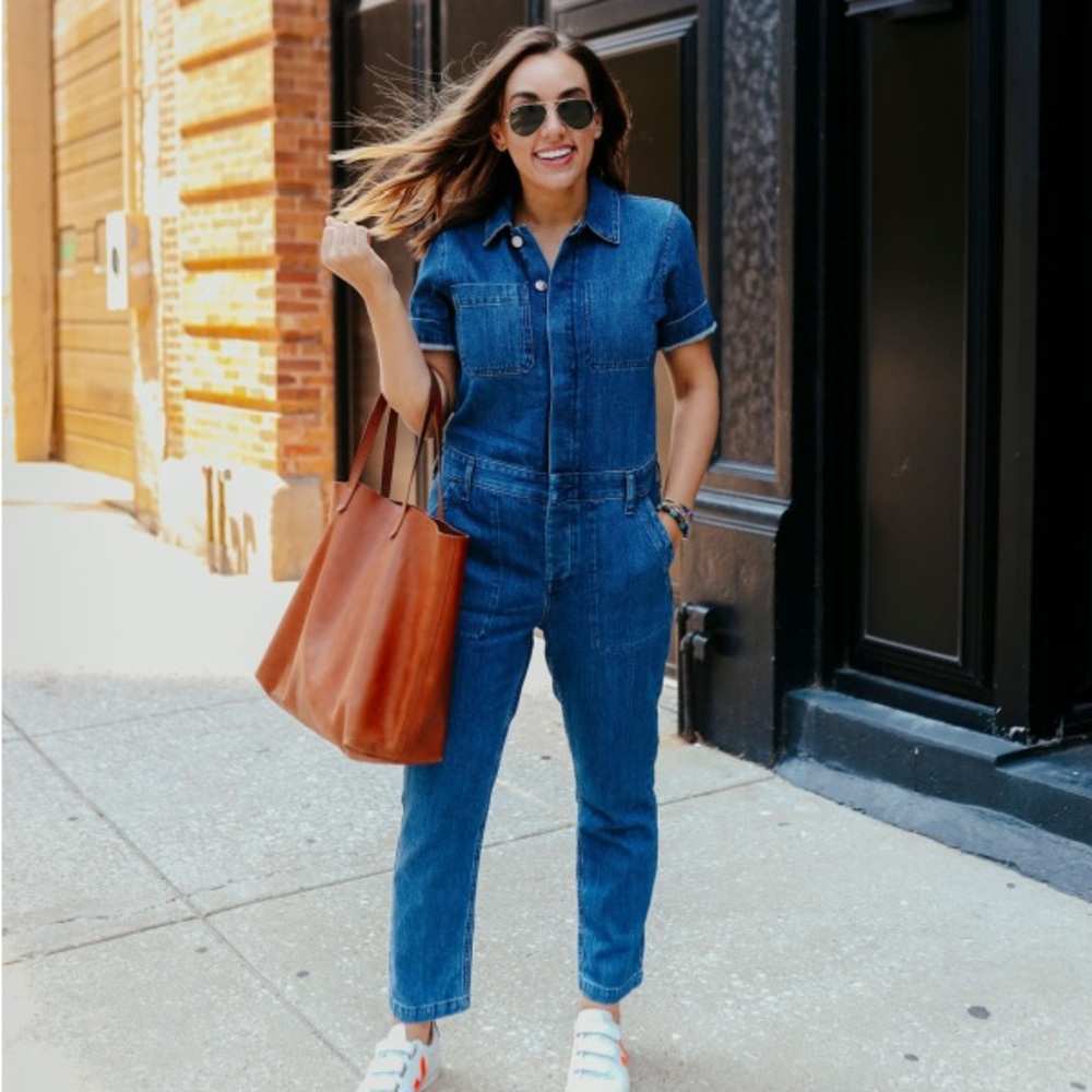 Everlane The Super-Soft Summer Jean Coverall denim jumpsuit short sleeve organic